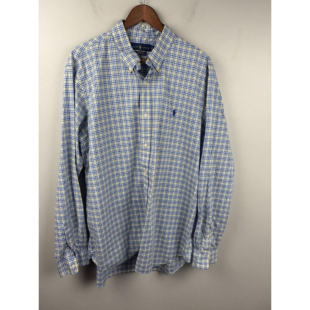 Polo Ralph Lauren Classic Fit Blue/Yellow Plaid Button Down XL Shirt Long Sleeve